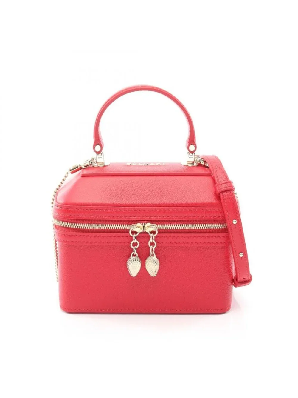 Bvlgari Handbag Serpenti Forever 2-Way Red Leather Vanity